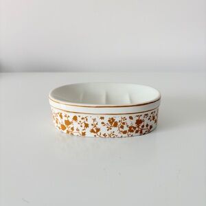 Vintage Soap Dish Ochre Floral Motif Made in Japan by Aquarius Grandma Cottage